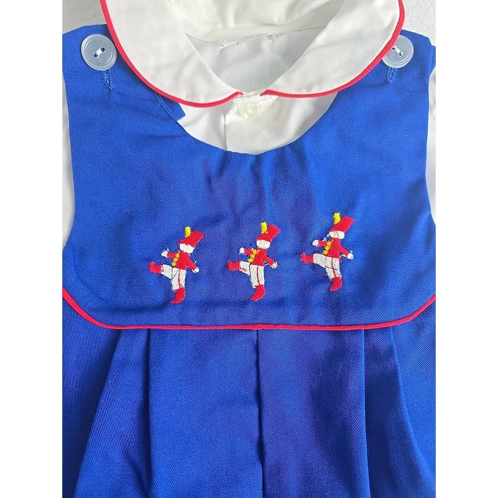 Vintage Baby Togs 6-9 Month Embroidered Nutcracker Soldiers Romper Dress Shirt‎